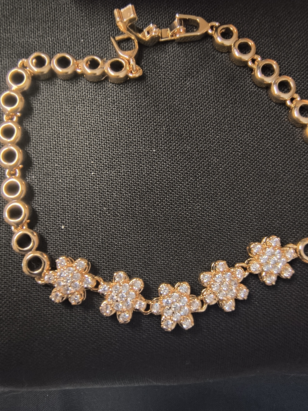 Rose Gold Floral Crystal Bracelet - Women Jewelry